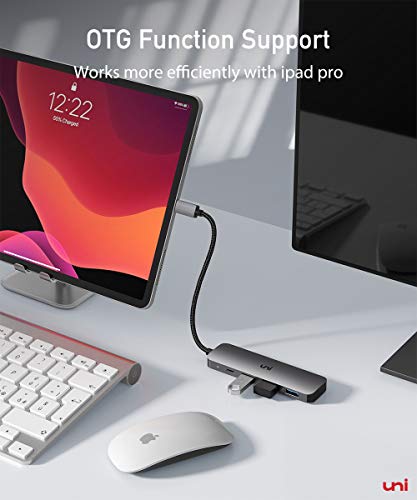USB C Hub, uni 4-in-1 USB C Adapter with 3 USB 3.0 Ports, 100W USB-C PD Charging Port Thunderbolt 3, USB Type C to USB 3.0 Adapter (Aluminum Shell) for MacBook Pro, iPad Pro, XPS, Pixelbook, and More