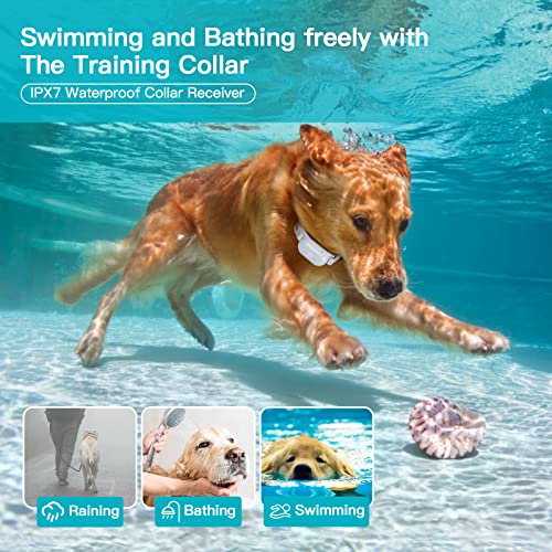 Bousnic Dog Shock Collar with Remote - Small Size for Dog 8-120lbs 1000ft Waterproof Rechargeable e Dog Training Collar for Small Medium Large Breed Dogs with Beep/Vibrate/Safe Shock & Indicator Light