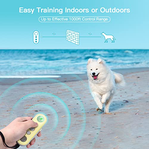 Bousnic Dog Shock Collar with Remote - Small Size for Dog 8-120lbs 1000ft Waterproof Rechargeable e Dog Training Collar for Small Medium Large Breed Dogs with Beep/Vibrate/Safe Shock & Indicator Light
