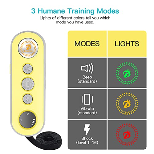 Bousnic Dog Shock Collar with Remote - Small Size for Dog 8-120lbs 1000ft Waterproof Rechargeable e Dog Training Collar for Small Medium Large Breed Dogs with Beep/Vibrate/Safe Shock & Indicator Light
