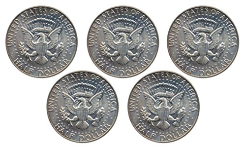 1964 Set of 5-90% Silver John F Kennedy JFK Half Dollar Circulated Very Fine