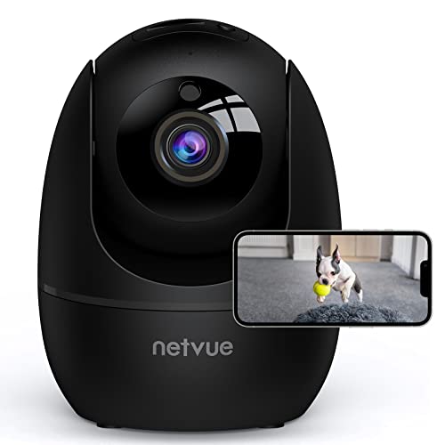 Dog Camera, Netvue 1080P Pan/Tilt/Zoom 2.4GHz WiFi Indoor Security Camera for Pets/Baby/Elders, Real-time Human Detection Alert, Cloud Storage/TF Card, 2-Way Audio & Compatible with Alexa
