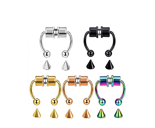 Magnetic Septum Nose Ring Horseshoe Fake Nose Ring Hoop Reusable Nose Ring Hoop Non-Piercing 316L Stainless Steel