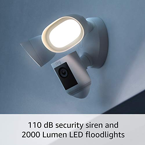 Introducing Ring Floodlight Cam Wired Pro with Birdâs Eye View and 3D Motion Detection (2021 release), White