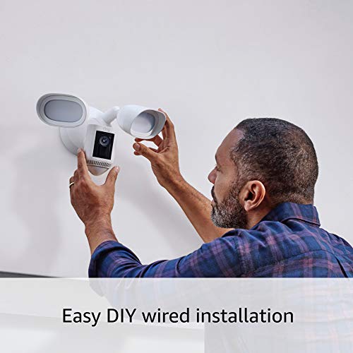 Introducing Ring Floodlight Cam Wired Pro with Birdâs Eye View and 3D Motion Detection (2021 release), White