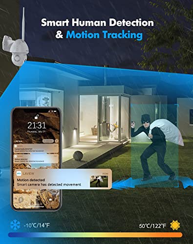 4MP Security Camera Outdoor Wired Starlight Color Night Vision, LaView Cameras for Home Security AI Human Detection & Auto Tracking, IP65 Outdoor Camera 2-Way Audio, US Cloud, Compatible with Alexa