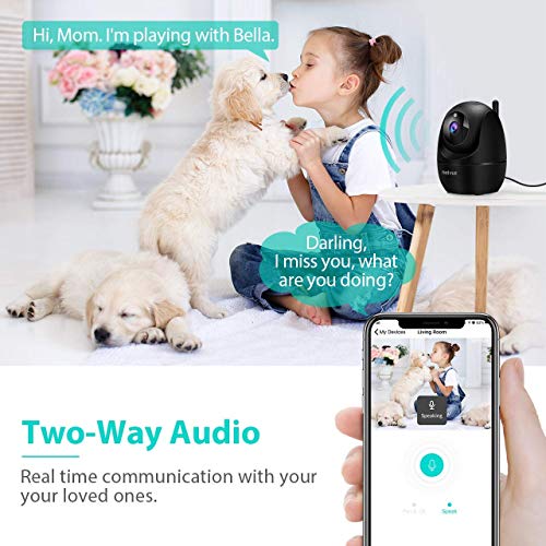 Dog Camera, Netvue 1080P Pan/Tilt/Zoom 2.4GHz WiFi Indoor Security Camera for Pets/Baby/Elders, Real-time Human Detection Alert, Cloud Storage/TF Card, 2-Way Audio & Compatible with Alexa