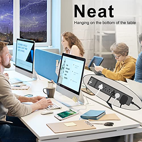 Power Strip 2 Pack, MKSENSE Surge Protector with 6 Outlets and 4 USB Ports (5V/2.4A), 1875W/15A, 900 Joules, Flat Plug, Spaced Outlets with 6ft Extension Cord for Home Office - Black