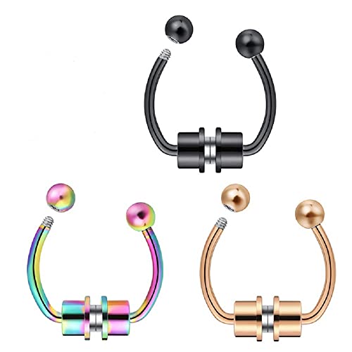 Magnetic Septum Nose Ring Horseshoe Fake Nose Ring Hoop Reusable Nose Ring Hoop Non-Piercing 316L Stainless Steel