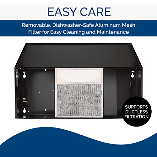 Broan-NuTone F403023 Insert with Light, Exhaust Fan for Under Cabinet Two-Speed Four-Way Convertible Range Hood, 30-Inch, Black