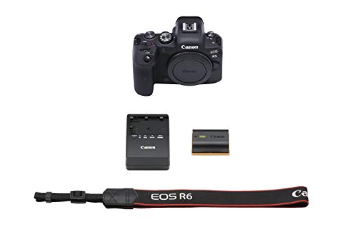 Canon EOS R6 Full-Frame Mirrorless Camera with 4K Video, Full-Frame CMOS Senor, DIGIC X Image Processor, Dual UHS-II SD Memory Card Slots, and Up to 12 fps with Mechnical Shutter, Body Only, Black