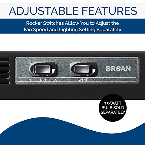 Broan-NuTone F403023 Insert with Light, Exhaust Fan for Under Cabinet Two-Speed Four-Way Convertible Range Hood, 30-Inch, Black