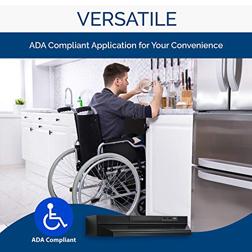 Broan-NuTone F403023 Insert with Light, Exhaust Fan for Under Cabinet Two-Speed Four-Way Convertible Range Hood, 30-Inch, Black