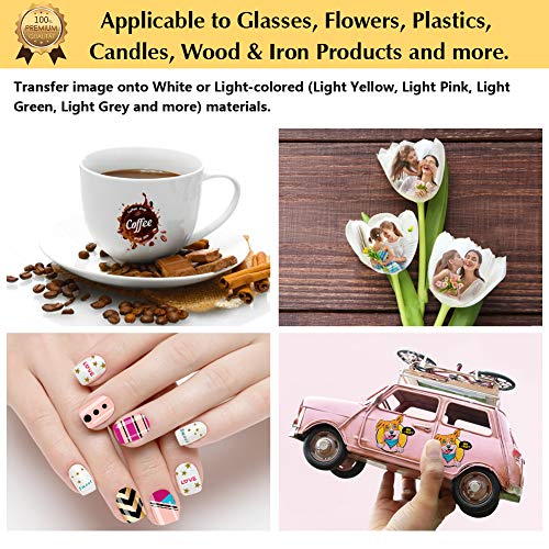 TransOurDream WaterSlide Decal Paper Inkjet CLEAR (20+2 Sheets, A4 Size) Transparent Water Slide Transfer Paper Printable Waterslide Decals for Tumblers, Mugs, Glasses, Ceramics (TRANS-016)