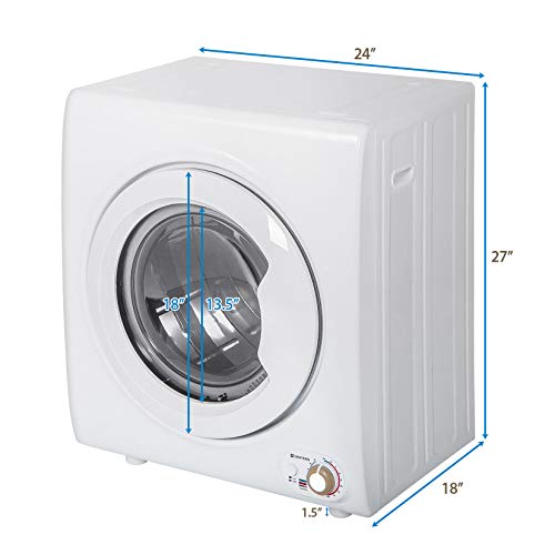 Sentern Compact Laundry Dryer, Electric Portable Clothes Dryer with Stainless Steel Tub, Control Panel Downside Easy Control with 4 Automatic Drying Mode, White