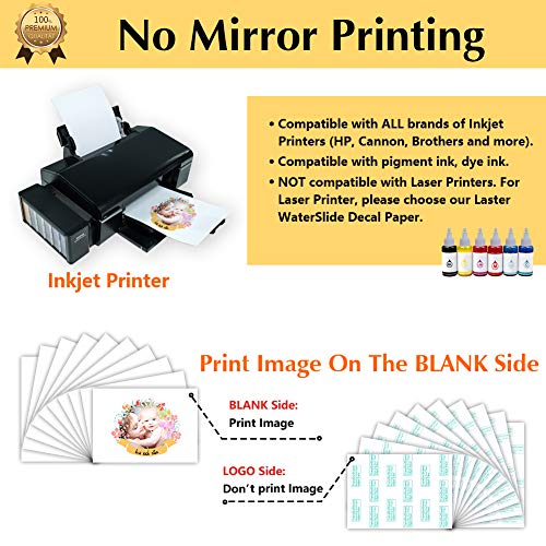 TransOurDream WaterSlide Decal Paper Inkjet CLEAR (20+2 Sheets, A4 Size) Transparent Water Slide Transfer Paper Printable Waterslide Decals for Tumblers, Mugs, Glasses, Ceramics (TRANS-016)