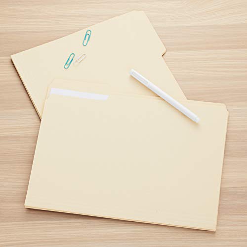 Amazon Basics 1/3-Cut Tab, Assorted Positions File Folders, Letter Size, Manila - Pack of 100