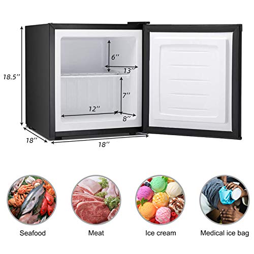 Antarctic Star Compact Chest Upright Freezer Single Door Reversible Stainless Steel Door, Compact Adjustable Removable Shelves for Home Office, 1.1 cu.White