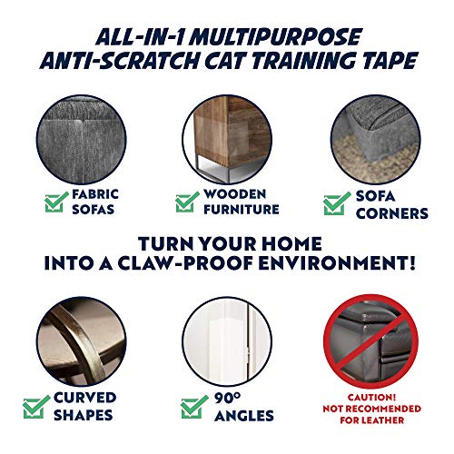 Panther Armor Cat Scratch Deterrent Tape  12-Pack Double Sided Anti Scratching Sticky Tape  5-Pack XL 16L 12W + 5-Pack Large 17L 10W + 2-Pack M 17L 6W Furniture Protectors  Training Tape
