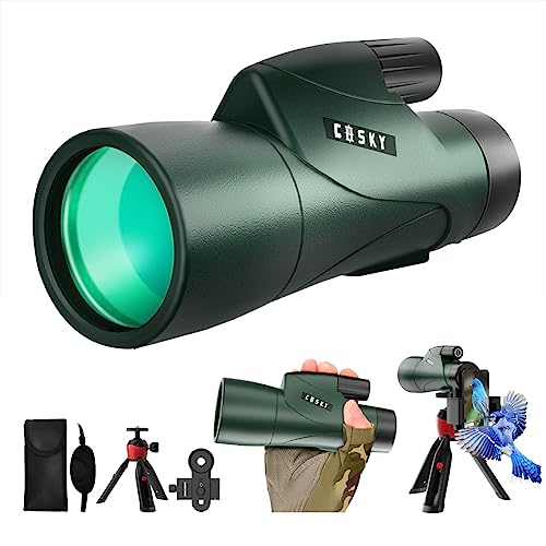 Gosky 12x55 High Definition Monocular Telescope and Quick Smartphone Holder - 2019 Newest Waterproof Monocular -BAK4 Prism for Wildlife Bird Watching Hunting Camping Travelling Wildlife Secenery