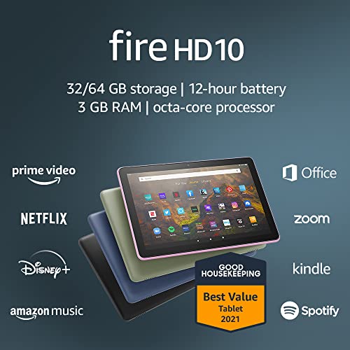 All-new Fire HD 10 tablet, 10.1", 1080p Full HD, 32 GB, latest model (2021 release), Olive