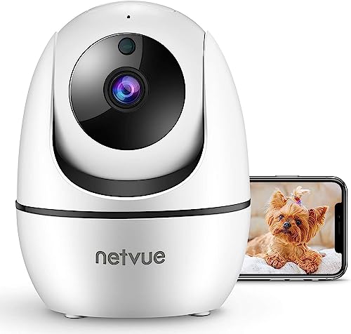 Dog Camera, Netvue 1080P FHD 2.4GHz WiFi Pet Camera , Indoor Security Camera for Pet/Baby/Nanny, AI Human Detection, Night Vision, Cloud Storage/TF Card, 2-Way Audio Compatible with Alexa