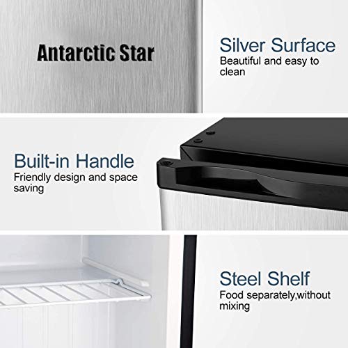 Antarctic Star Compact Chest Upright Freezer Single Door Reversible Stainless Steel Door, Compact Adjustable Removable Shelves for Home Office, 1.1 cu.White