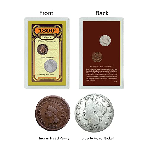 American Coin Treasures 1800's Rare Penny and Nickel Genuine United States Coin Collection in Sonically Sealed Acrylic