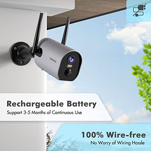 Wireless Outdoor WiFi Security Camera, Rechargeable Battery-Powered Home Security Camera, 1080P Night Vision/Waterproof, PIR Motion Detection, 2-Way Audio, Compatible with Cloud Storage/SD Slot