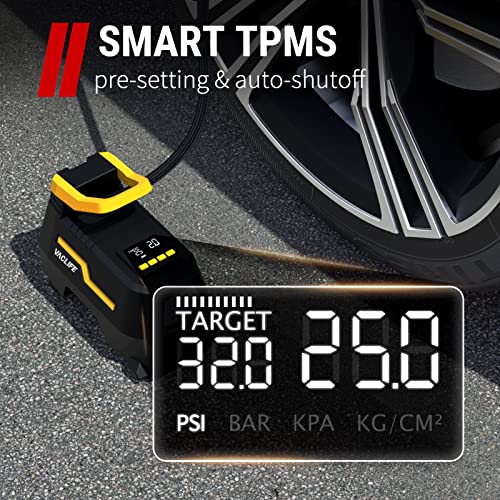 VacLife Tire Inflator for Home (110V) and Car (12V), AC/DC Portable Air Compressor for Car Tires, Bicycles and Other Inflatables, Digital Air Pump with LED Light & Long Power Cords (VL708)
