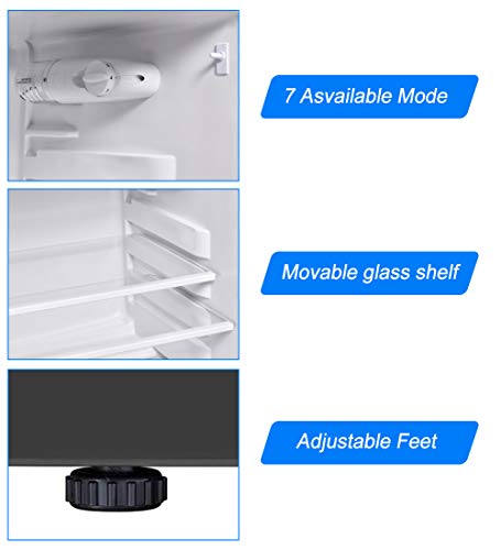 Compact Refrigerator, Safeplus 3.4 cu ft. Unit Cold-rolled Sheet Mini Refrigerator with freezer, Dorm fridge with Adjustable Removable Shelves (Black)