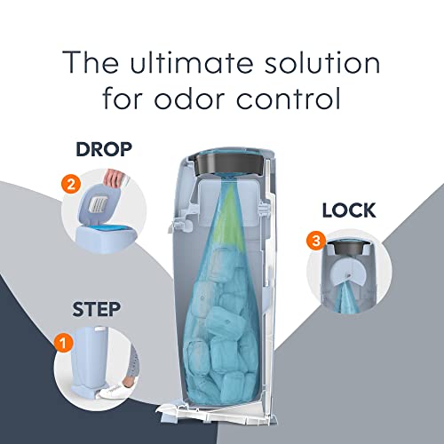 Playtex Diaper Genie Complete Pail with Built-In Odor Controlling Antimicrobial, Includes Pail & 1 Refill, Blue