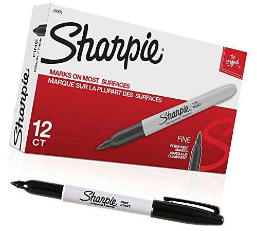 Sharpie Permanent Markers, Fine Point, 12 Ct, black - 1 Pack