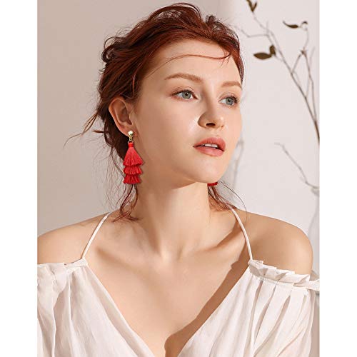 47 Pairs Fashion Earrings for Women Girls, Boho Statement Tassel Rattan Leather Earrings Ethnic Fashion Butterfly Stud Acrylic Hoop Silver Drop Dangle Earrings Set for Birthday Everyday Jewelry Gift