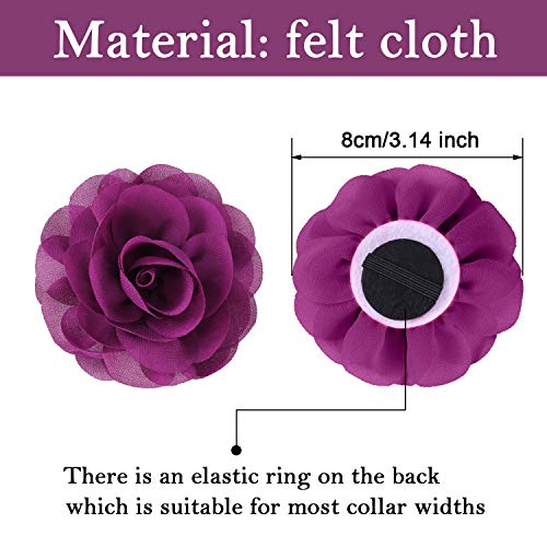 WILLBOND 4 Pieces Dog Collar Flowers Multicolored Pet Flower Bow Tie Dog Charms Flower Set for Puppy Dog Collar Cat Grooming Accessories (Black, Blue Black, Dark Purple, Black Purple)