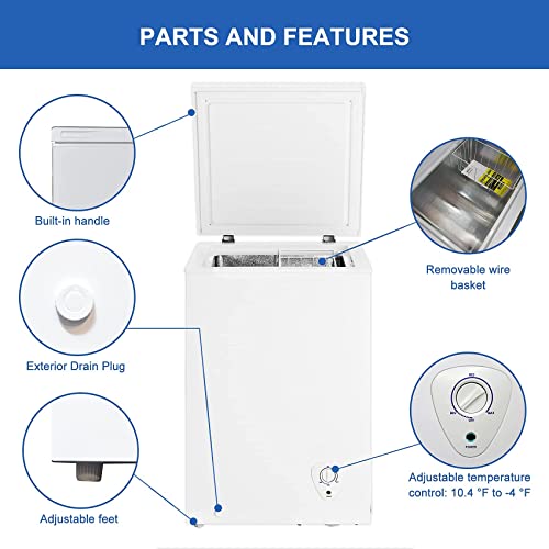 SMETA 3.4 cu ft Chest Freezer with Removable Baskets Free-Standing Top Open Door Deep Freezer, White