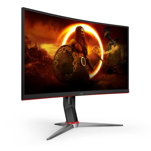 AOC CQ27G2 27" Super Curved Frameless Gaming Monitor QHD 2K, 1500R Curved VA, 1ms, 144Hz, FreeSync, Height adjustable, 3-Year Zero Dead Pixel Guarantee
