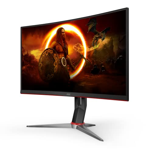 AOC CQ27G2 27" Super Curved Frameless Gaming Monitor QHD 2K, 1500R Curved VA, 1ms, 144Hz, FreeSync, Height adjustable, 3-Year Zero Dead Pixel Guarantee