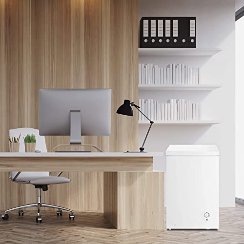 SMETA 3.4 cu ft Chest Freezer with Removable Baskets Free-Standing Top Open Door Deep Freezer, White