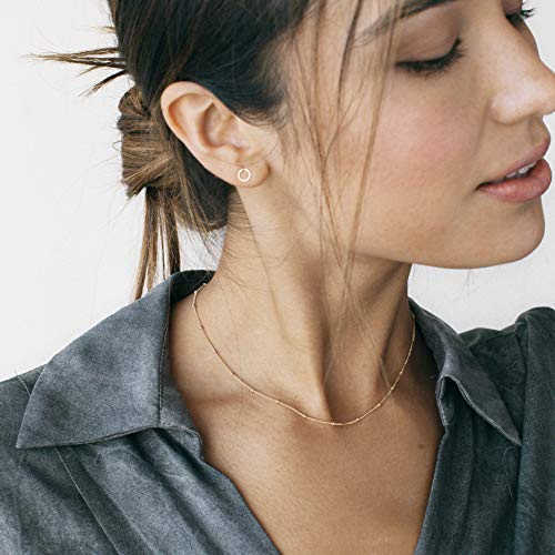 Gold Choker Necklace for Women 18k Gold Plated Curb Ball Satellite Chain Dipped Short Chokers Dainty Layering Jewelry 16