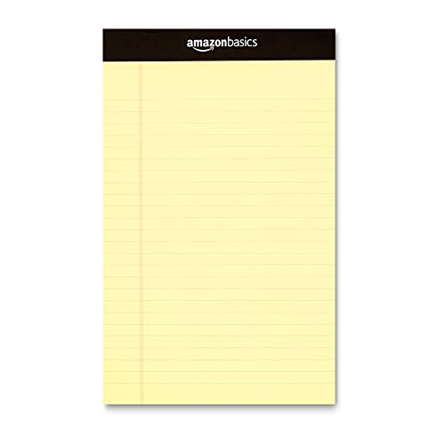 AmazonBasics Narrow Ruled 5 x 8-Inch Writing Pad - Canary (50 Sheet Paper Pads, 12 pack)