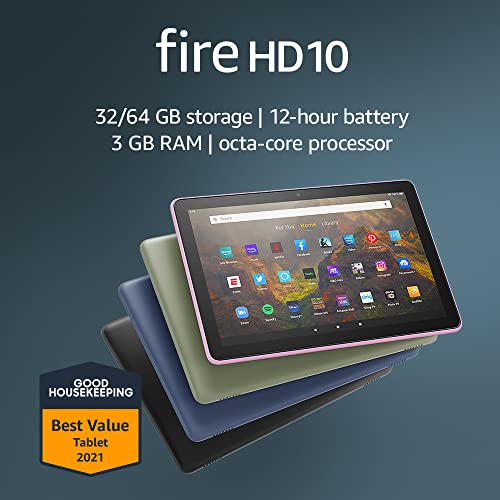 All-new Fire HD 10 tablet, 10.1", 1080p Full HD, 32 GB, latest model (2021 release), Denim
