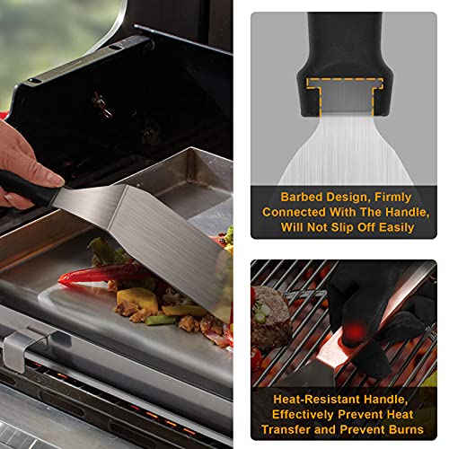 Griddle Accessories,15 Pcs Flat-top Grilling Accessories,Stainless Steel BBQ Accessories with Spatula, Slotted Spatula,Basting Cover, Chopper,Scraper,Egg Mold for Men Women Outdoor Yard Camping