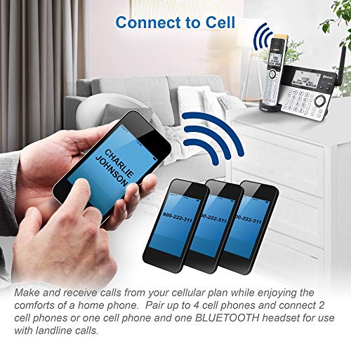 VTECH IS8151-4 Super Long Range 4 Handset Cordless Phone for Home with Answering Machine, 2300 ft Range, Call Blocking, Bluetooth, Headset Jack, Power Backup, Expandable to 12 HS, Silver/Black