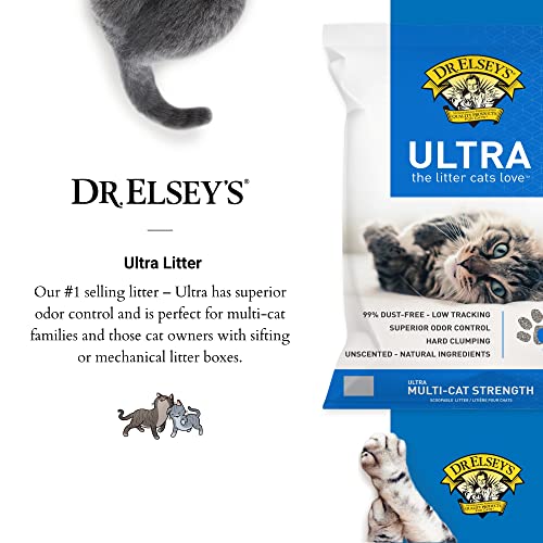 Dr. Elsey's Premium Clumping Cat Litter Ultra Uncented | 99.9% Dust-Free, Low Tracking, Hard Clumping, Superior Odor Control & Natural Ingredients, 40 Pound (Pack of 1)