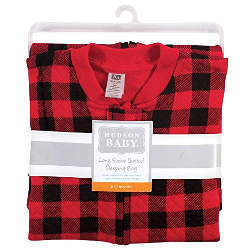 Hudson Baby Unisex Baby Premium Quilted Long Sleeve Sleeping Bag and Wearable Blanket, Buffalo Plaid, 0-6 Months