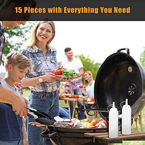 Griddle Accessories,15 Pcs Flat-top Grilling Accessories,Stainless Steel BBQ Accessories with Spatula, Slotted Spatula,Basting Cover, Chopper,Scraper,Egg Mold for Men Women Outdoor Yard Camping