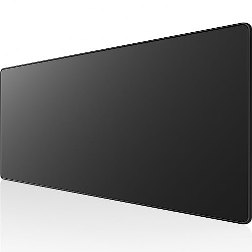 Ktrio Extended Gaming Mouse Pad with Stitched Edges, Large Mousepad with Premium-Textured Cloth, Non-Slip Rubber Base, Waterproof Keyboard Pad, Desk Mat for Gamer, Office & Home, 31.5 x 11.8 in, Black