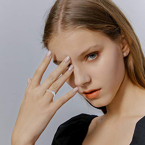 Cuoka Moonstone Ring 925 Sterling Silver Rainbow Moonstone Infinity Ring for Women Promise Rings Moonstone Jewellery Gifts for Engagement Anniversary Wedding Ring (A-Silver, 7)