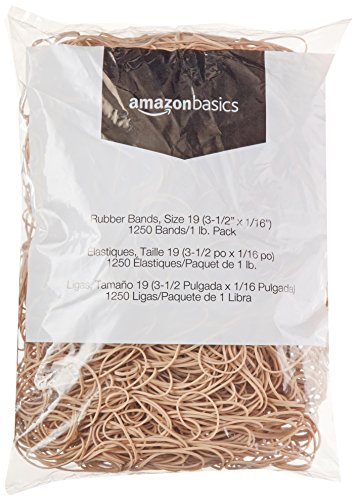 AmazonBasics Rubber Bands, Size 19 (3-1/2 x 1/16 Inch), 1250 Bands/1 lb. Pack, 25-Pack